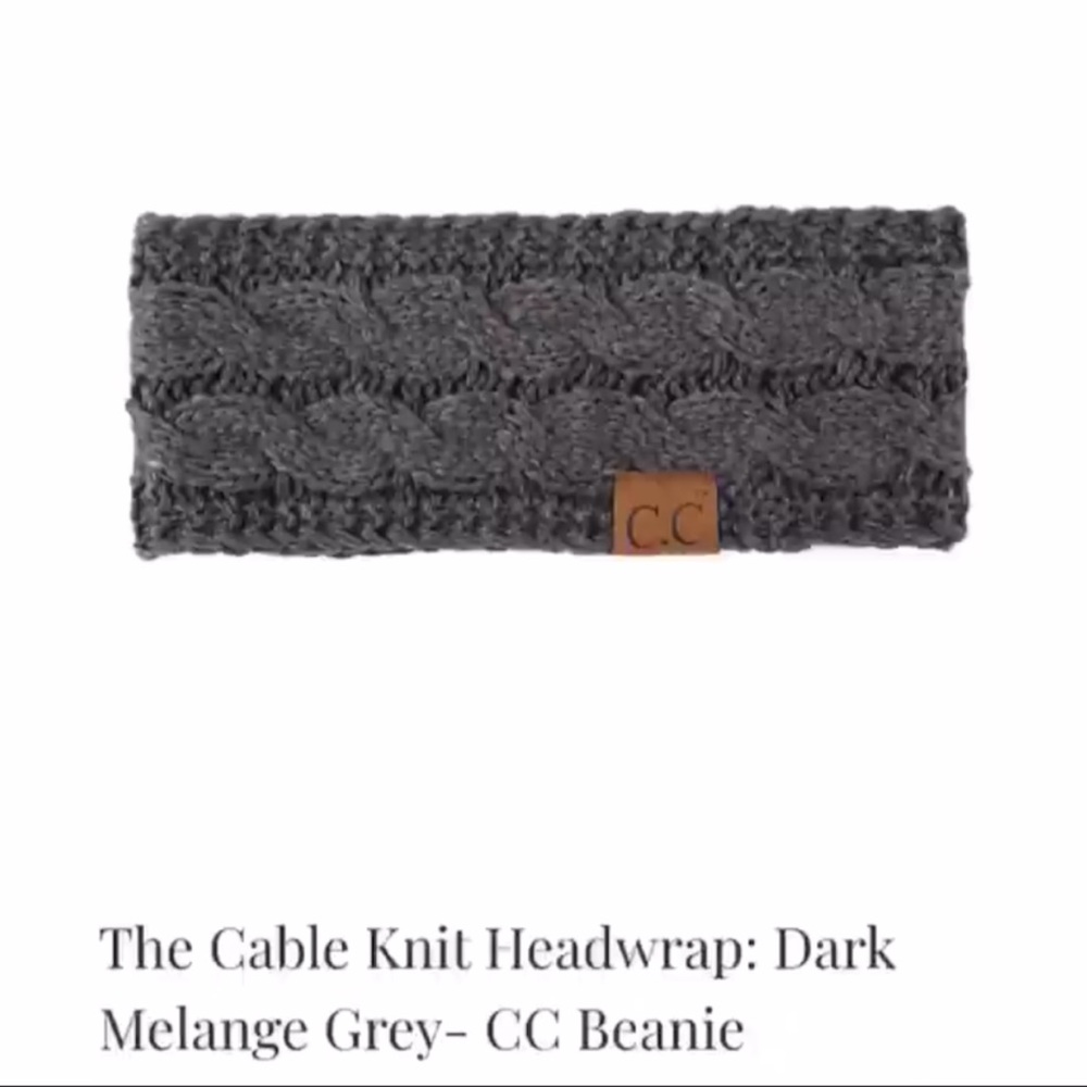 C.C headband in melange grey cable knit headwrap - C.C beanie fall and winter